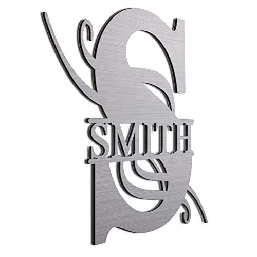 Personalized 12" Brushed Aluminum Hughes Monogrammed Sign Door Wall Decor